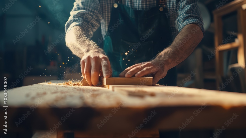 close up man owner a small furniture business is preparing wood for production. carpenter male is adjust wood to the desired size. architect, designer close up man owner a small furniture business is preparing wood for production. carpenter male is adjust wood to the desired size. architect, designer