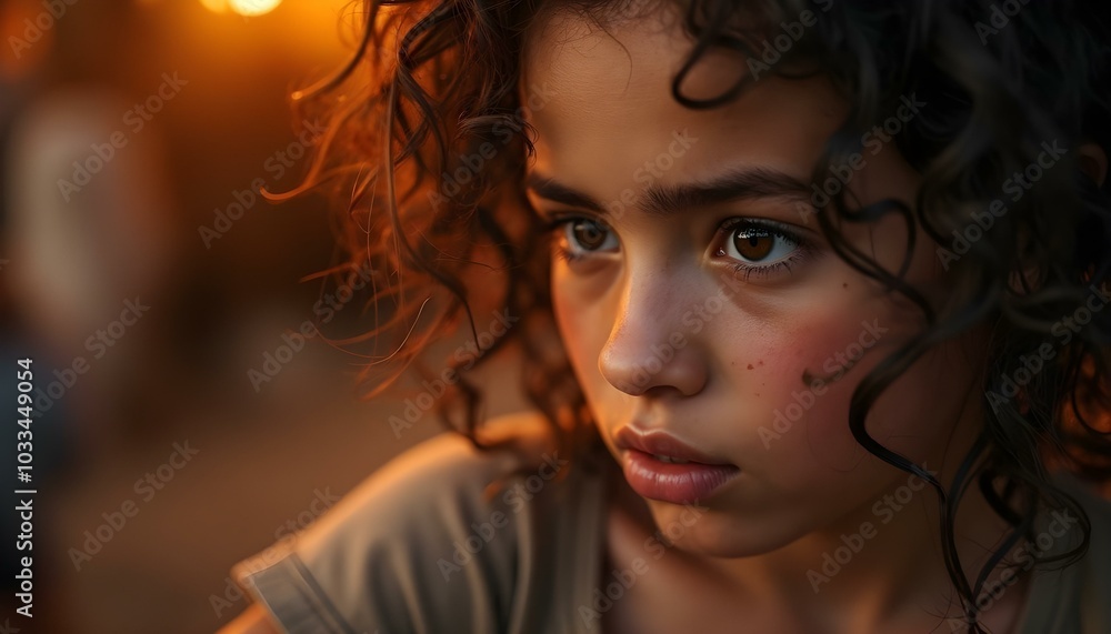 Beautiful Woman's Face Illuminated by Sunlight Beautiful Woman's Face Illuminated by Sunlight