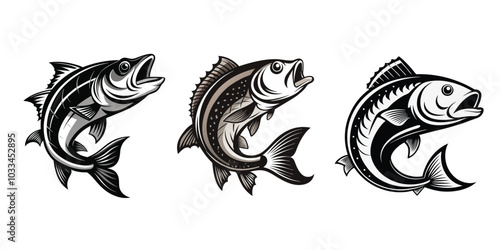 set of fish silhouettes - vector illustration, fishing