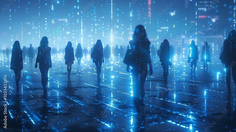 A dynamic background depicting a crowd in cyberspace, symbolizing the growth of the internet and technology. This image reflects the intersection of commerce and economy in the digital age. A dynamic background depicting a crowd in cyberspace, symbolizing the growth of the internet and technology. This image reflects the intersection of commerce and economy in the digital age.