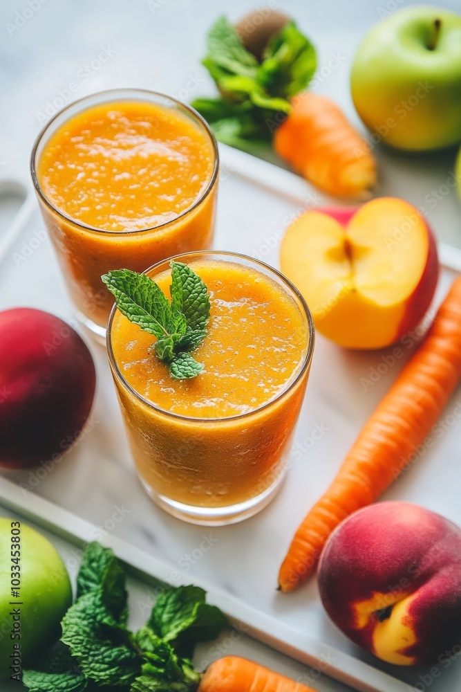 Refreshing Peach and Carrot Smoothie with Mint Refreshing Peach and Carrot Smoothie with Mint