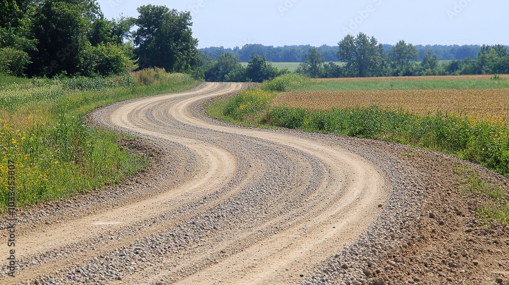 Naklejka premium Creative Abstract Design Featuring a Textured Gravel Path in a Field, Capturing the Essence of Nature and Tranquility, Perfectly Composed for High-Quality Advertising and Marketing as an 8K AI Wallpa