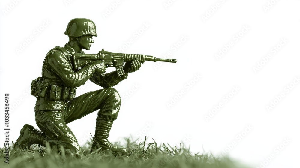 Vibrant Green Watercolor Soldier Painting