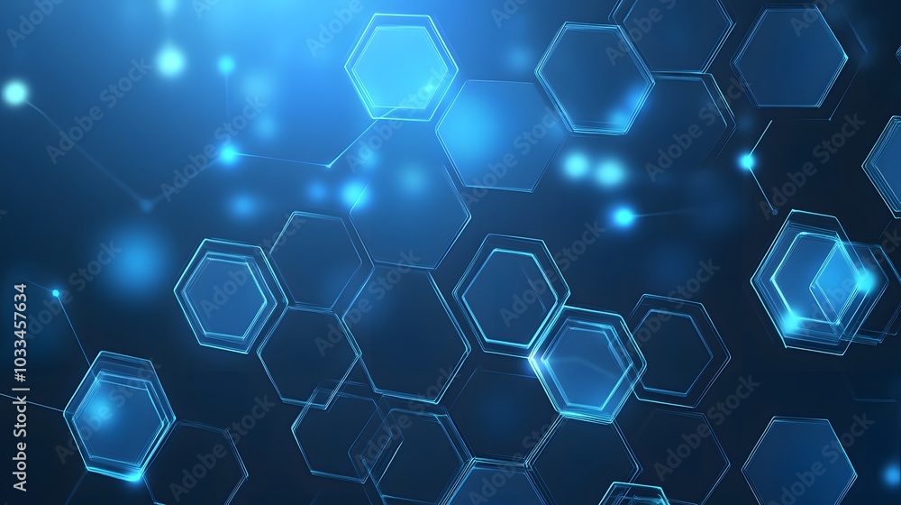 Abstract Blue Hexagon Pattern with Glowing Lines Abstract Blue Hexagon Pattern with Glowing Lines