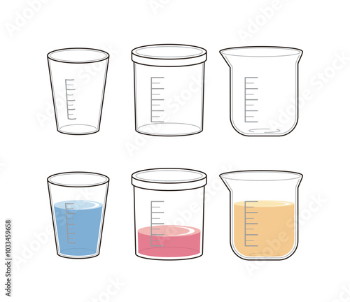 beakers with liquid
