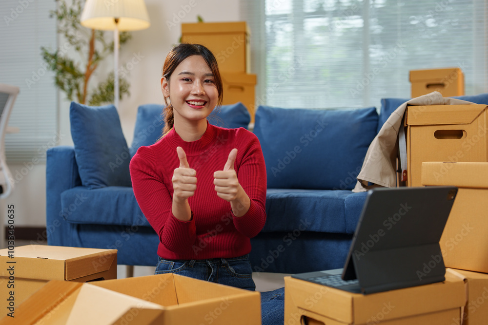 A charming SME owner Female entrepreneur working on receipt box Online order verification Online SME home business idea. Product counting according to order list. A charming SME owner Female entrepreneur working on receipt box Online order verification Online SME home business idea. Product counting according to order list.