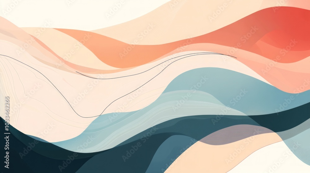 Fototapeta premium Abstract Wave Pattern in Pastel Colors - Minimalist Digital Art