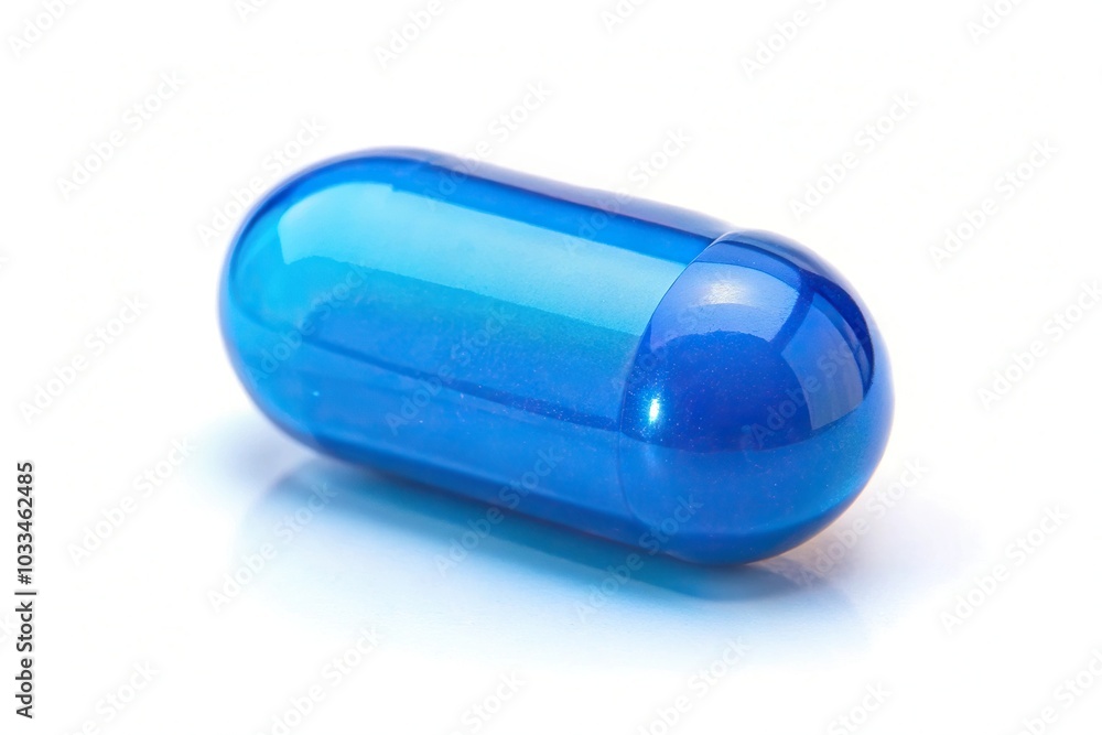 Close-Up blue jelly pill on white background Close-Up blue jelly pill on white background