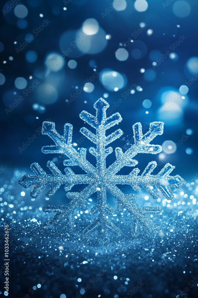 Fototapeta premium Christmas snowflake winter light background
