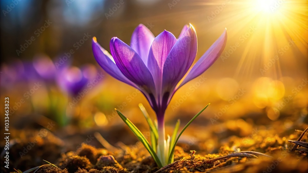 Close-up of early springtime crocus in bloom with narrow depth of field Close-up of early springtime crocus in bloom with narrow depth of field