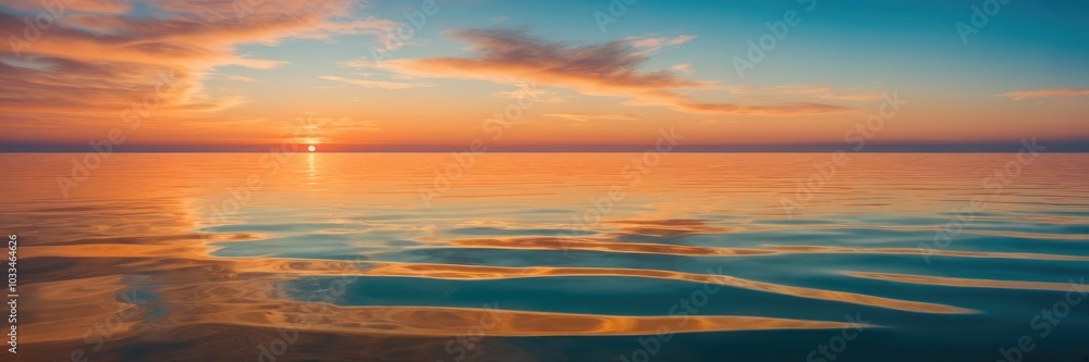 Abstract scenic calm ocean, sunrise sky reflecting in the water Abstract scenic calm ocean, sunrise sky reflecting in the water