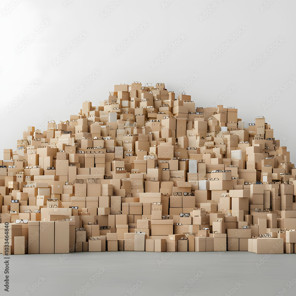 There are many packages and packages piled up like mountains against the background of the lower complexion. Generative AI There are many packages and packages piled up like mountains against the background of the lower complexion. Generative AI