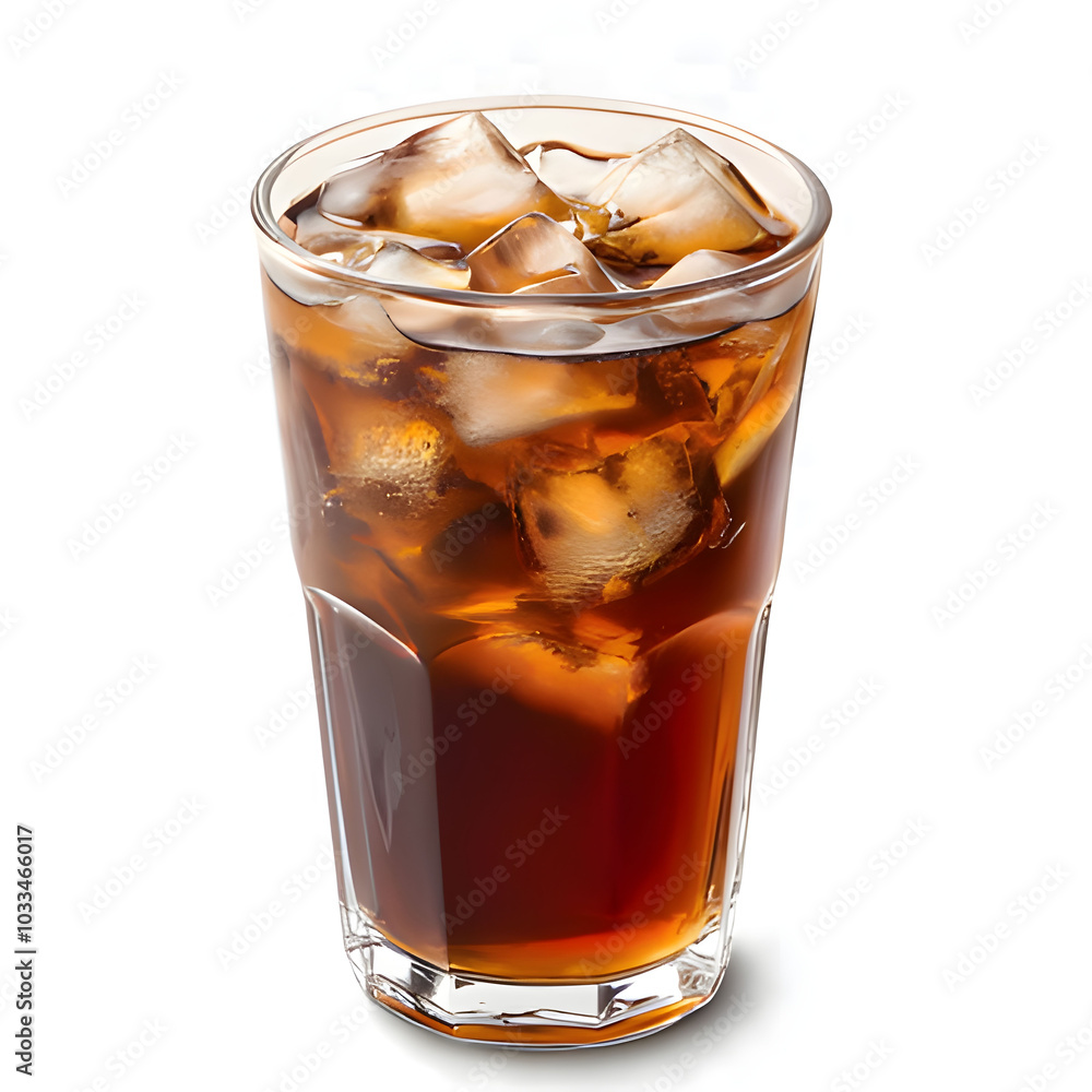 A iced americano with ice in a plastic cup against a white background. Generative AI
A iced americano with ice in a plastic cup against a white background. Generative AI