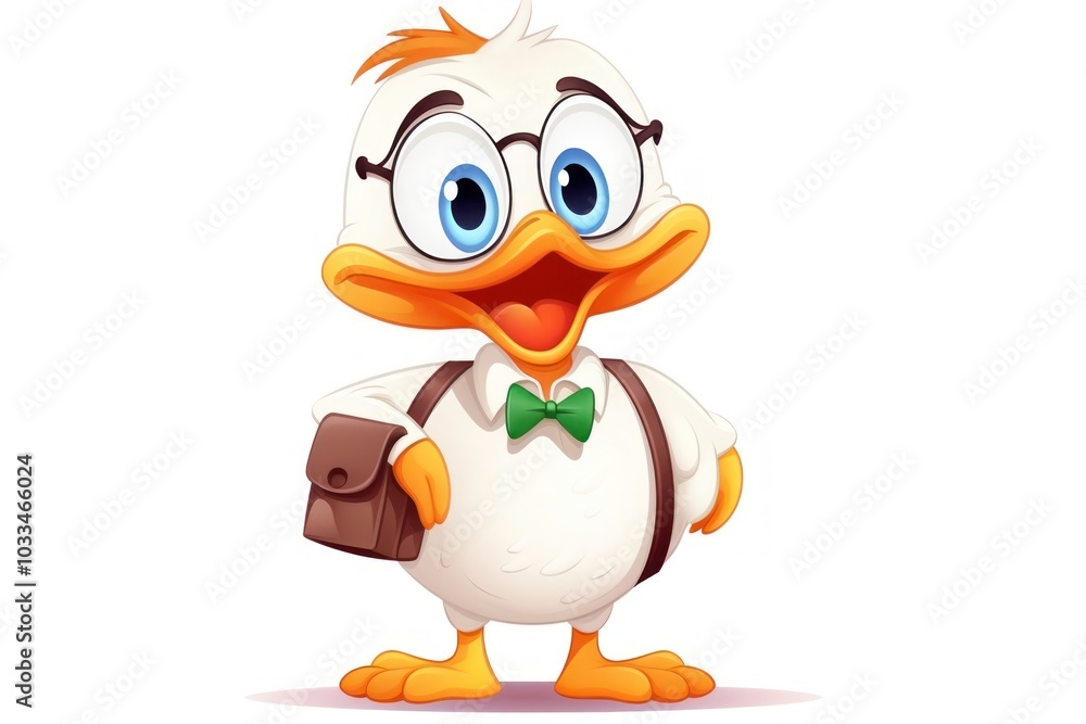 Obraz premium Duck character teacher concept cartoon animal bird.