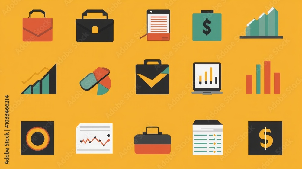 Business Icons: Flat Design for Growth and Success Business Icons: Flat Design for Growth and Success