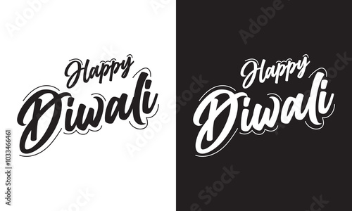 Happy Diwali text design, . Diwali festival lettering. vector illustration. EPS 10 photo