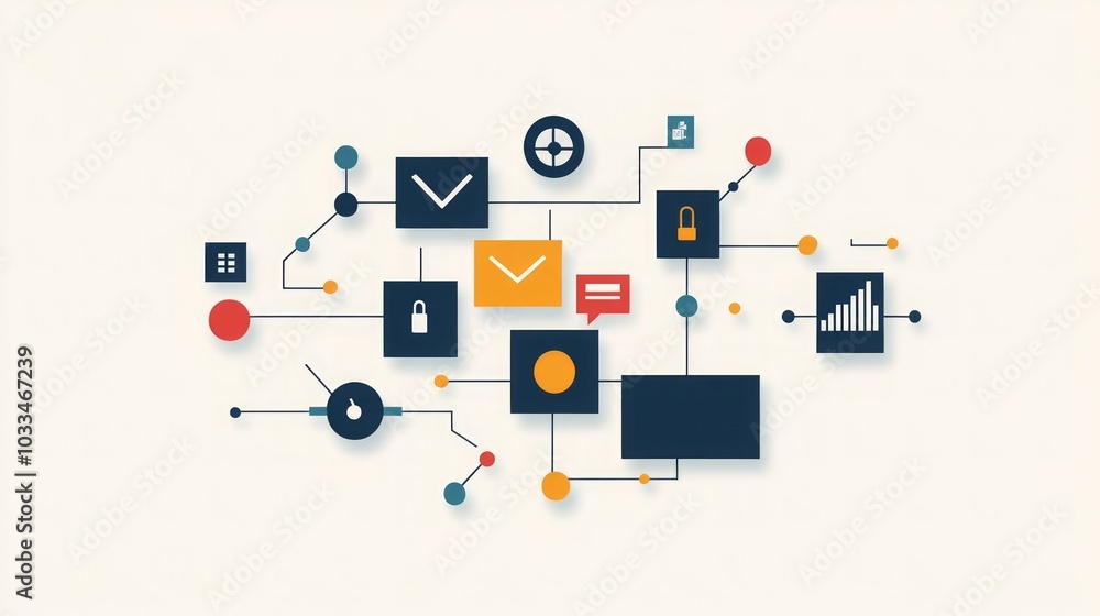 Abstract Network Design: Connection & Data Flow Illustration Abstract Network Design: Connection & Data Flow Illustration