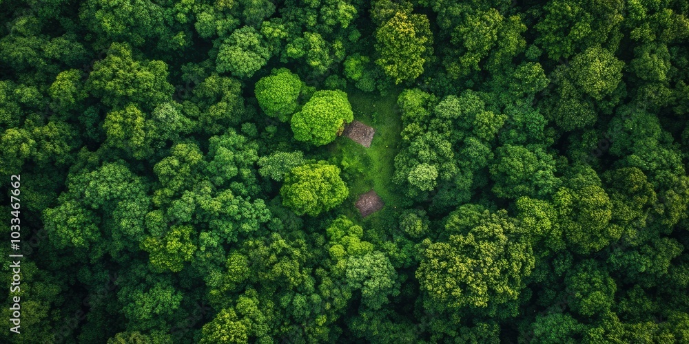 A green forest viewed from above with a section of the pelek building nearby. A green forest viewed from above with a section of the pelek building nearby.