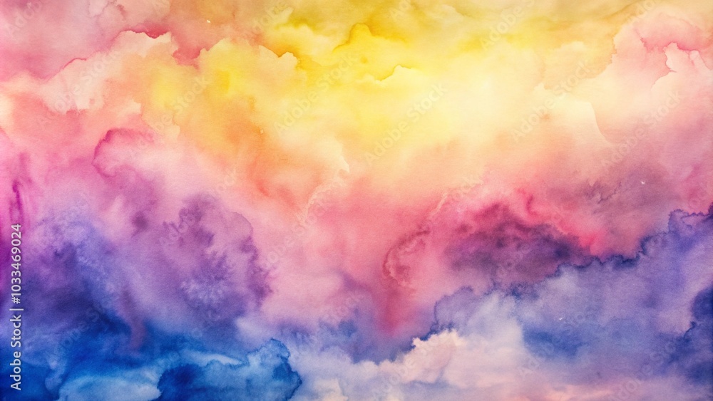 Abstract gradient background with soft colors transitioning from yellow to blue. colorful watercolor background of abstract sunset sky with puffy clouds in bright rainbow colors of orange pink yellow Abstract gradient background with soft colors transitioning from yellow to blue. colorful watercolor background of abstract sunset sky with puffy clouds in bright rainbow colors of orange pink yellow