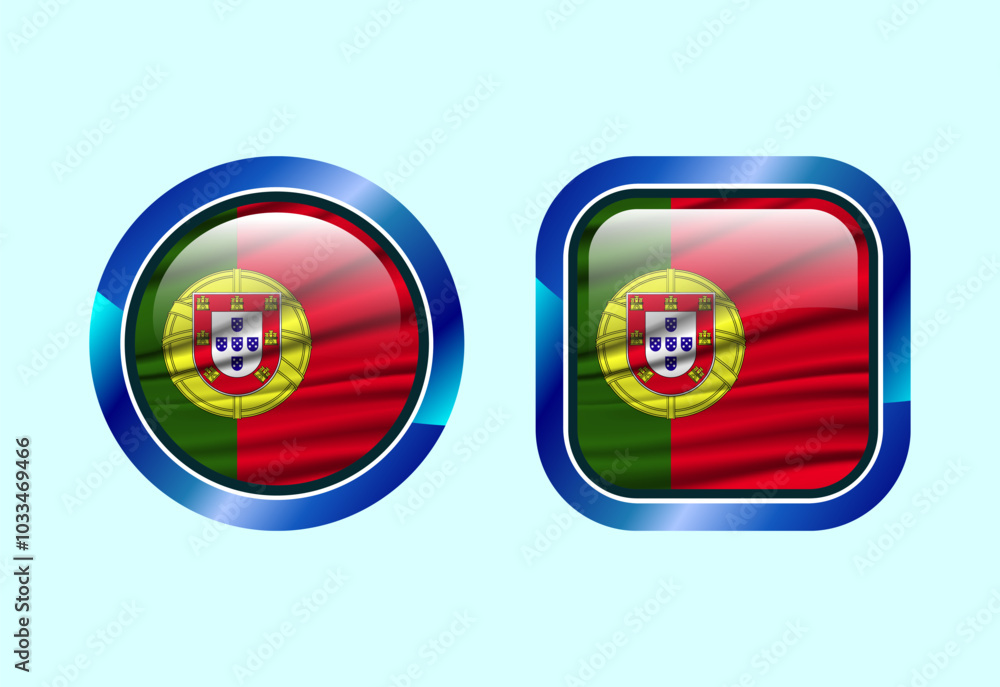 Glossy flag button of Portugal, High quality web button design Glossy flag button of Portugal, High quality web button design