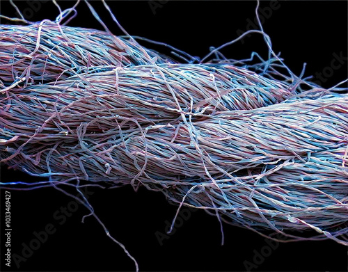 Viscose fibres from a tampon, SEM photo