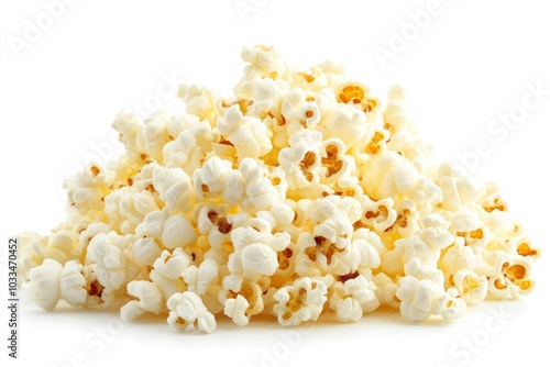 Fluffy popcorn background snack white.