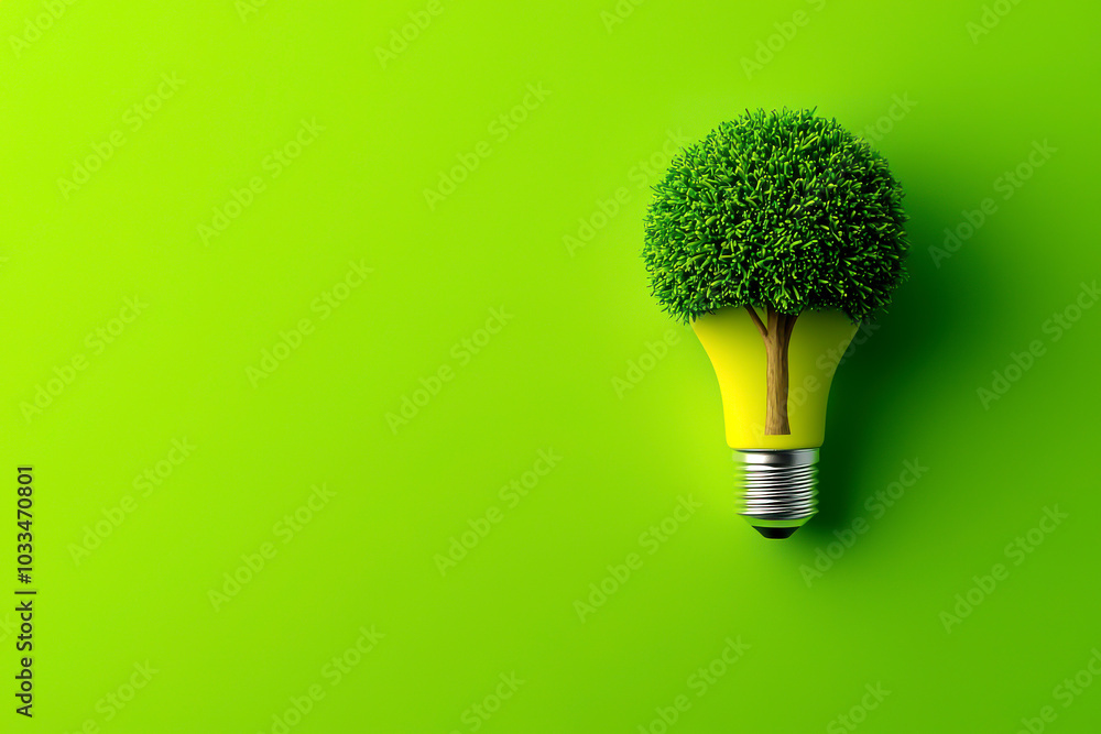 Eco-friendly light bulb with a tree design, symbolizing sustainability and green energy solutions for a brighter future. Eco-friendly light bulb with a tree design, symbolizing sustainability and green energy solutions for a brighter future.