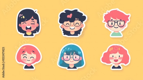 Cute Cartoon Stickers: Happy Friends Avatars