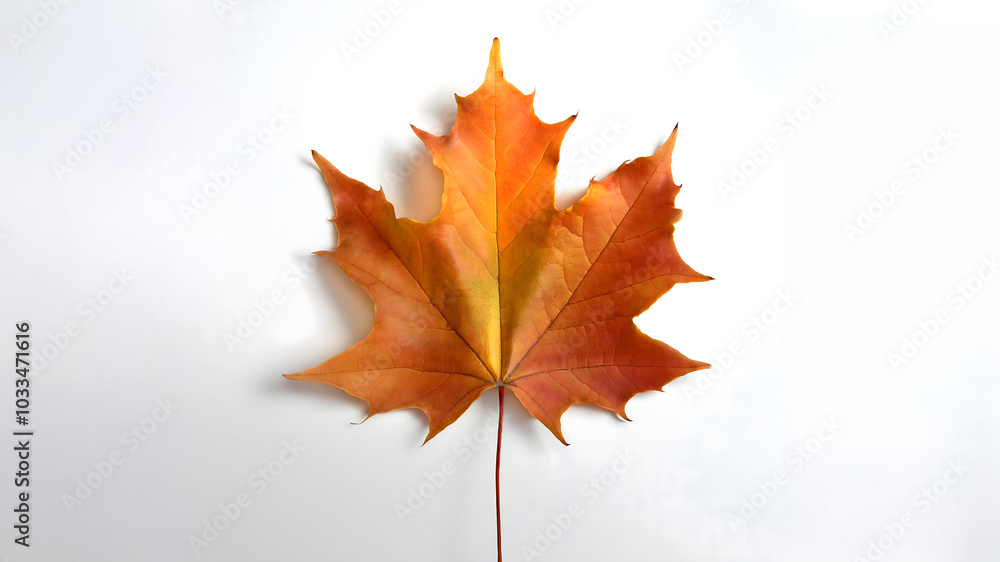 Fototapeta premium 紅葉した１枚のカエデの葉