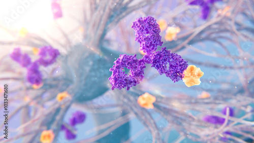 Anti-amyloid antibody for Alzheimer's treatment, illustration