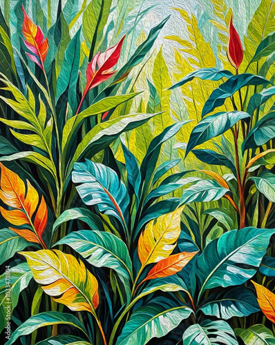 Botanical pattern for printing on wall decorations, covers. Artistic brush strokes.