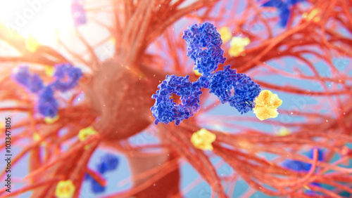 Anti-amyloid antibody for Alzheimer's treatment, illustration