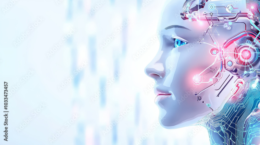 digital human profile showcases futuristic design with intricate circuitry and glowing elements, symbolizing blend of technology and humanity digital human profile showcases futuristic design with intricate circuitry and glowing elements, symbolizing blend of technology and humanity