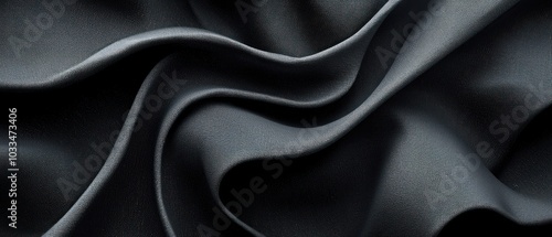 A close-up view of gently draped dark fabric, showcasing its smooth texture and elegant folds.