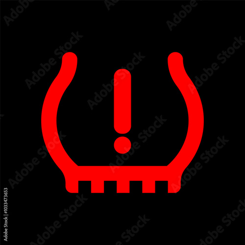 Tire Pressure Warning Sign. Vector Illustration. 