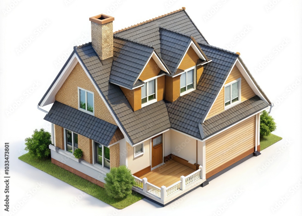 3D Model of a Small House Isolated on White for Real Estate and Architecture Illustrations, Perfect for Marketing, Online Listings, and Design Presentations 3D Model of a Small House Isolated on White for Real Estate and Architecture Illustrations, Perfect for Marketing, Online Listings, and Design Presentations