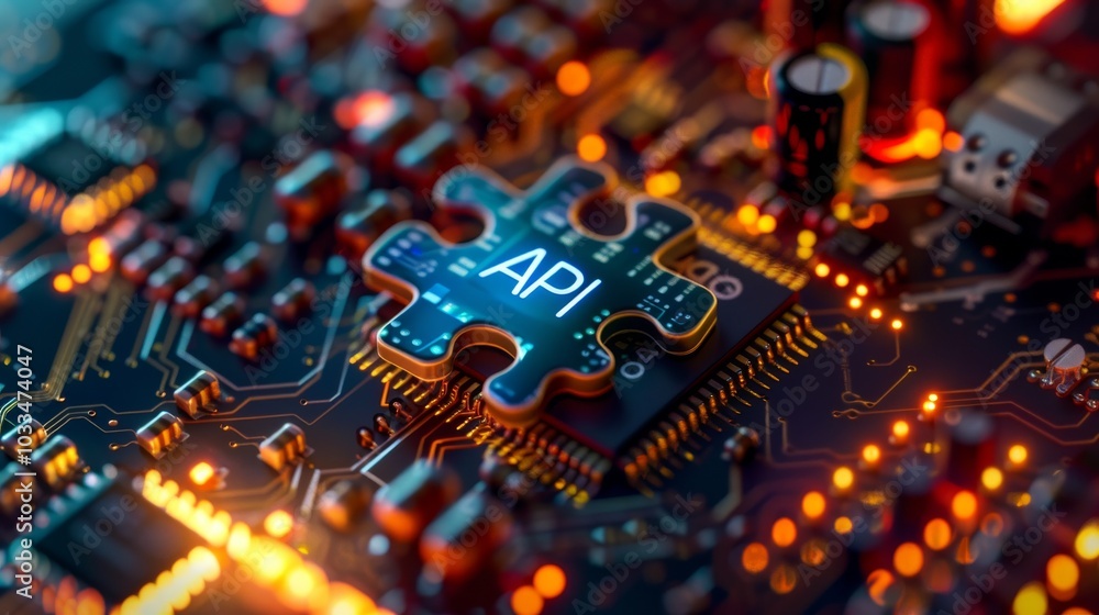 Obraz premium API Integration Concept on Circuit Board