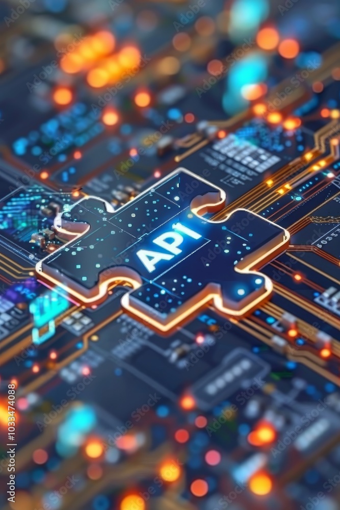Obraz premium API Integration Concept on Circuit Board