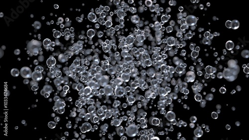 A scattering of water droplets frozen in space