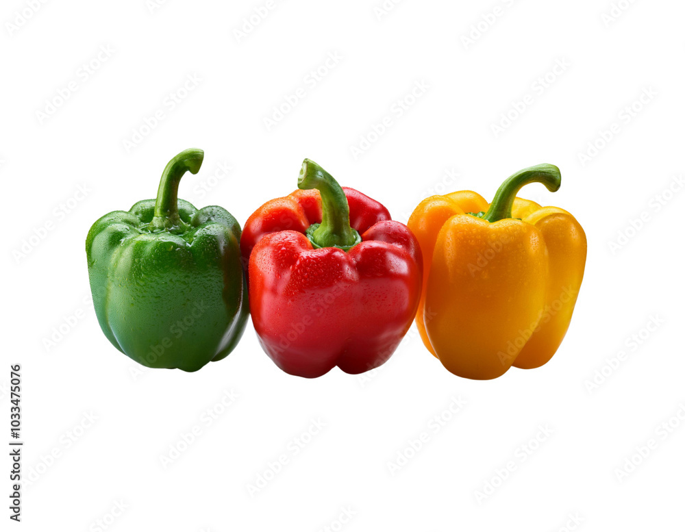 Colorful Mixed Bell Peppers Isolated on Transparent Background Colorful Mixed Bell Peppers Isolated on Transparent Background