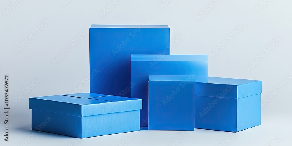 Create blue packages isolated on a white background. Create blue packages isolated on a white background.