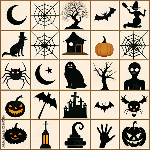 Halloween vector icon collection. Symbols of Halloween, horror. photo