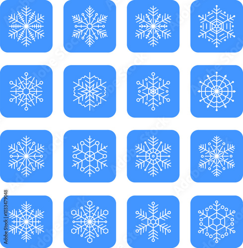 Snowflake icon. Line art illustration of snowflake icon. Snowflake icon transparent. svg or png. Snowflake shape. Christmas Vector image. Outline