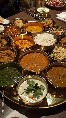 North Indian Thali with a Rich Selection of Traditional Dishes   photo