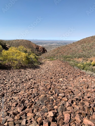 Landscape view with hiking paths in Franklin mountains, El Paso Texas  photo