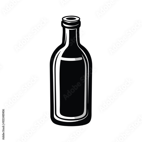 Empty Glass bottle vector silhouette