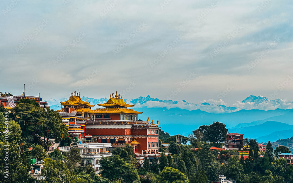 Naklejka premium Landscape view of Buddist Monastry in Nepal.