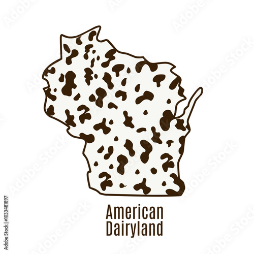 Wisconsin Map with Dairy Cow Pattern – American Dairyland Illustration photo