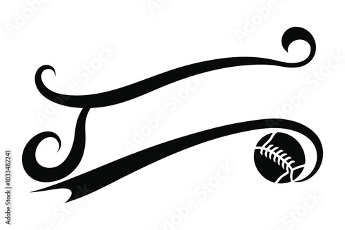 Text Tails Swoosh Baseball Sign, Typography font curve tail, font swoosh tail ornamental vector, baseball tail shape for text ornaments football or athletics tail, ornamental swash underline Swirl