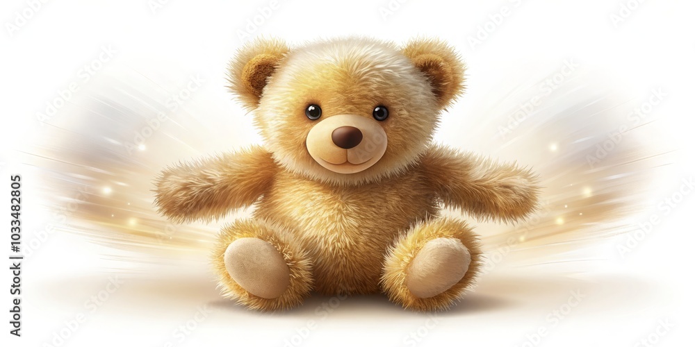 Fototapeta premium Long Exposure Artistic Illustration of Kids Toy Teddy Bear Vector Icon Isolated on White Background, Perfect for Children's Room Decor and Playtime Themes